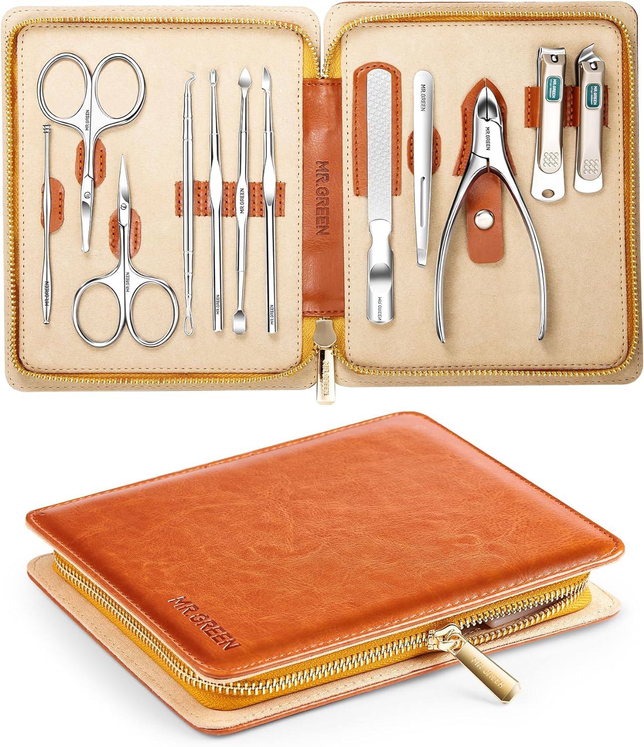 Manicure Set, Pedicure Sets, Nail Clipper Sets, Stainless Steel Professional Nail Cutter Kits with Travel Case (12 Count) - PuriLite