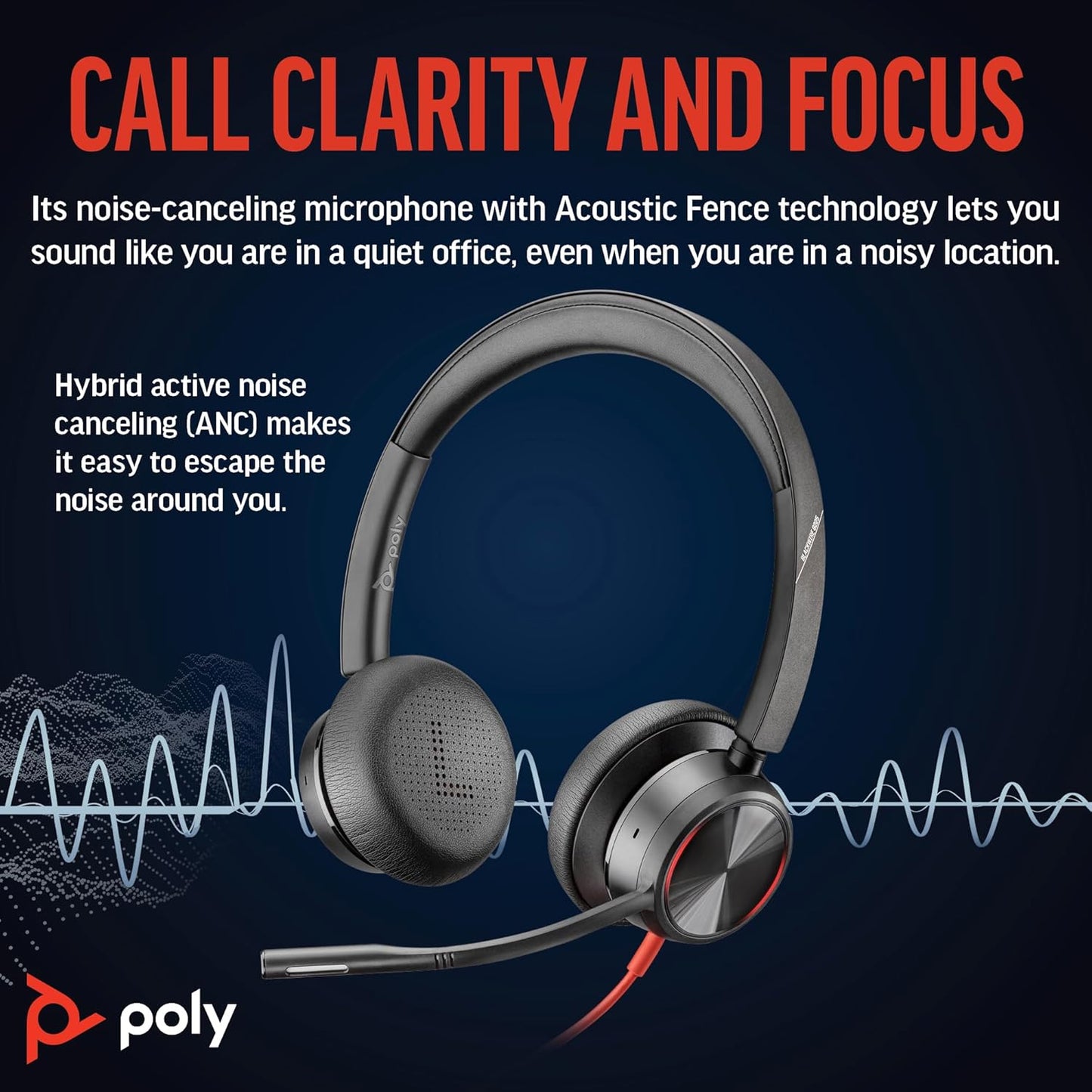 Poly Blackwire 8225 Premium Wired Headset (Plantronics) – Active Noise Canceling – Hi-fi Stereo - Connect to PC/Mac - Works w/Teams, Zoom - Amazon Exclusive - PuriLite