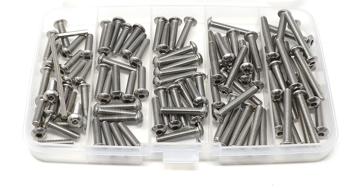 iexcell 50 Pcs M6 x 20mm Thread Pitch 1 mm Stainless Steel 304 Hex Socket Button Head Cap Screws Bolts Kit - PuriLite