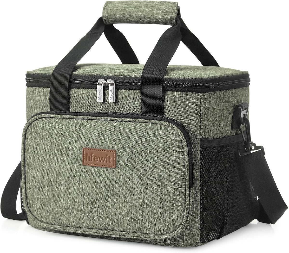 Lifewit Large Lunch Bag for Adults, 24-Can 15L Insulated Lunch Box Leakproof Soft Cooler Cooling Tote for Men Women, Waterproof Reusable Cooler Bags for Work Office Outdoor Picnic Camping, Black - PuriLite
