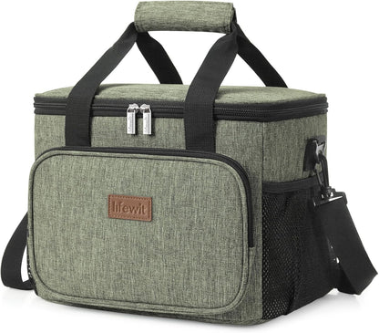 Lifewit Large Lunch Bag for Adults, 24-Can 15L Insulated Lunch Box Leakproof Soft Cooler Cooling Tote for Men Women, Waterproof Reusable Cooler Bags for Work Office Outdoor Picnic Camping, Black - PuriLite