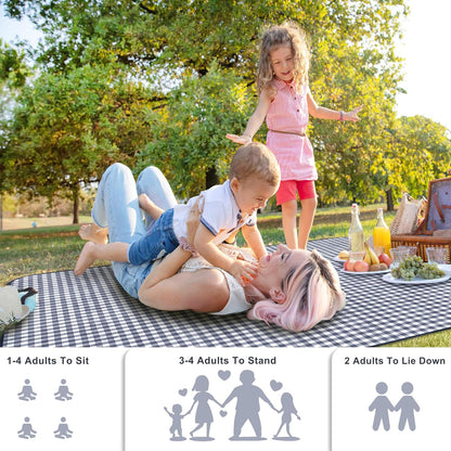 SAMSIER Large Outdoor Picnic Blankets Waterproof Foldable, Beach Blanket Sandproof Portable, Cute Picnic Mat Washable (Navy Blue, 60"×80") - PuriLite