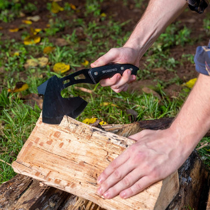 WORKPRO Axe and Fixed Blade Knife Combo Set, Full Tang, Wood Handle, for Outdoor Camping Survival Hunting Hiking, Nylon Sheath Included - PuriLite