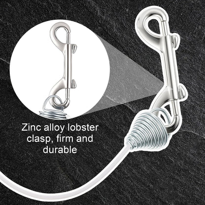 Retractable Dog Tie Out Reel Wall Mounted, White, 49ft