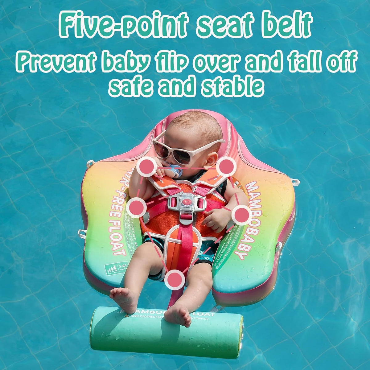 Mambobaby Baby Swim Float with Canopy, Non-Inflatable Solid Baby Float, Upgrade Soft Skin-Friendly Material Infant Swim Float - PuriLite
