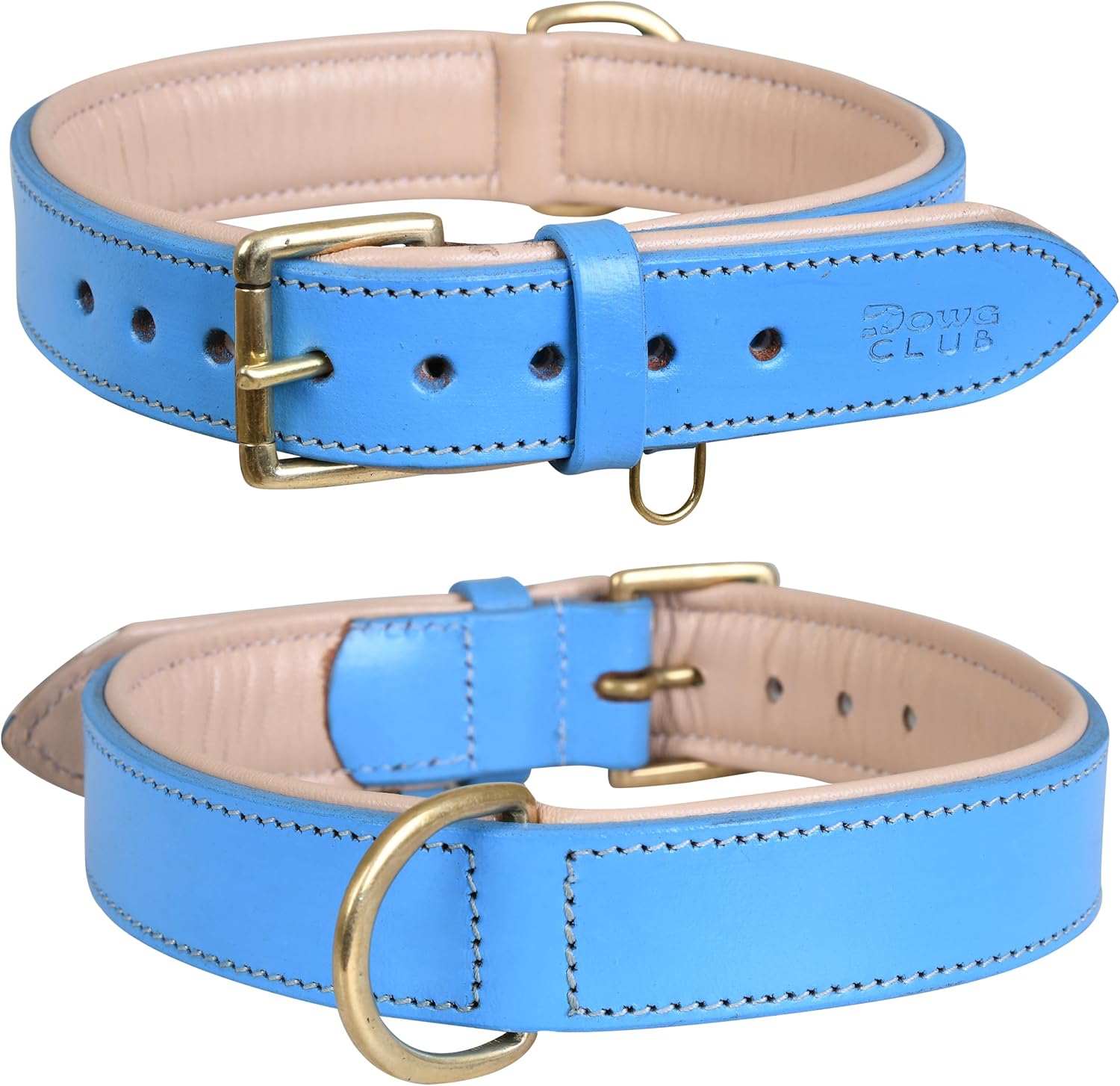 DowgClub | Genuine Leather Dog Collar | Full Grain, Heavy Duty | Comfortable, Strong | Best for Pups, Small, Medium & Large Breeds | Pink, Brown, Black, Tan - PuriLite