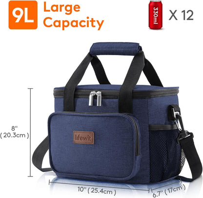 Lifewit Large Lunch Bag for Adults, 24-Can 15L Insulated Lunch Box Leakproof Soft Cooler Cooling Tote for Men Women, Waterproof Reusable Cooler Bags for Work Office Outdoor Picnic Camping, Black - PuriLite