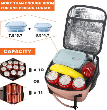Lunch Box for Men Women Adults Small Lunch Bag for Office Work Picnic - Reusable Portable Lunchbox, Black - PuriLite