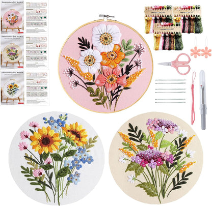 Purilite Select 3-Sets Flower Embroidery Kit - PuriLite