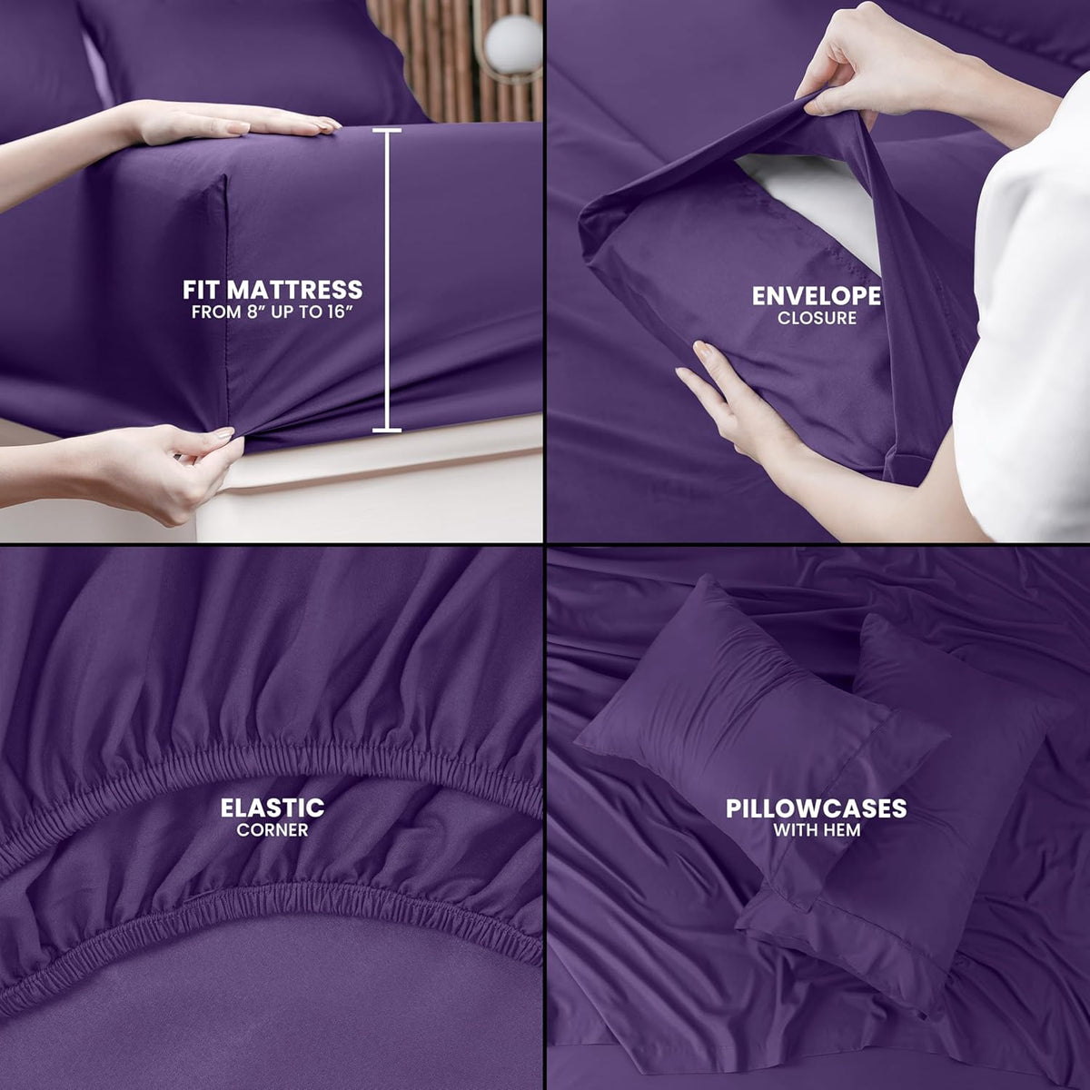 Utopia Bedding Queen Bed Sheet Set - 4 Piece Bedding - Soft Brushed Microfiber Fabric - Shrinkage & Fade Resistant - Easy Care (White) - PuriLite