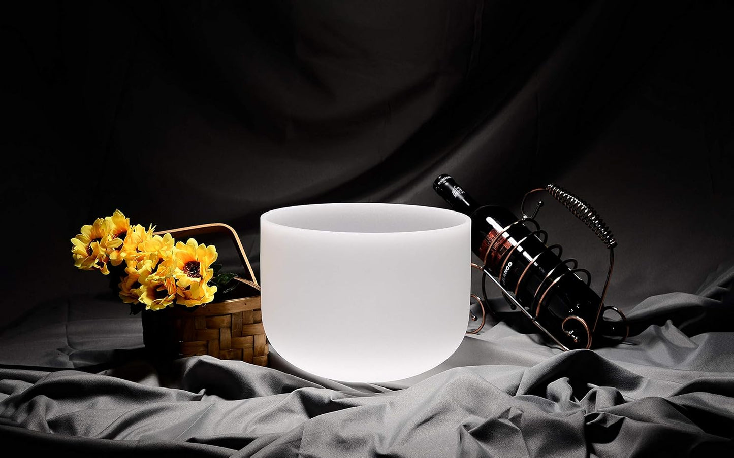 TOPFUND F Note Crystal Singing Bowl Heart Chakra 8 inch with Heavy Duty Carrying Case and Suede Striker - PuriLite