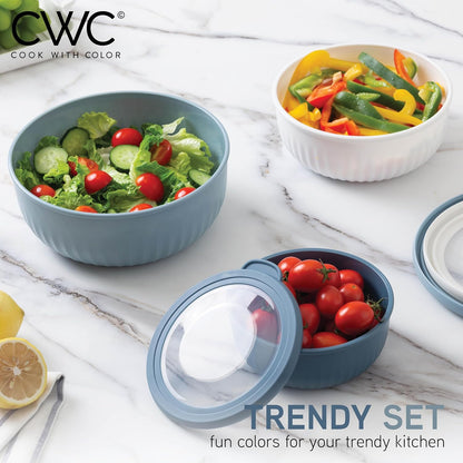 COOK WITH COLOR Prep Bowls with Lids- 8 Piece Nesting Plastic Small Mixing Bowl Set with Lids (Teal Ombre) - PuriLite