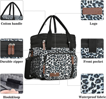 Lunch Bag for Women Men Double Deck Lunch Box - Leakproof Insulated Soft Large Lunch Cooler Bag, MIYCOO (Black,15L) - PuriLite
