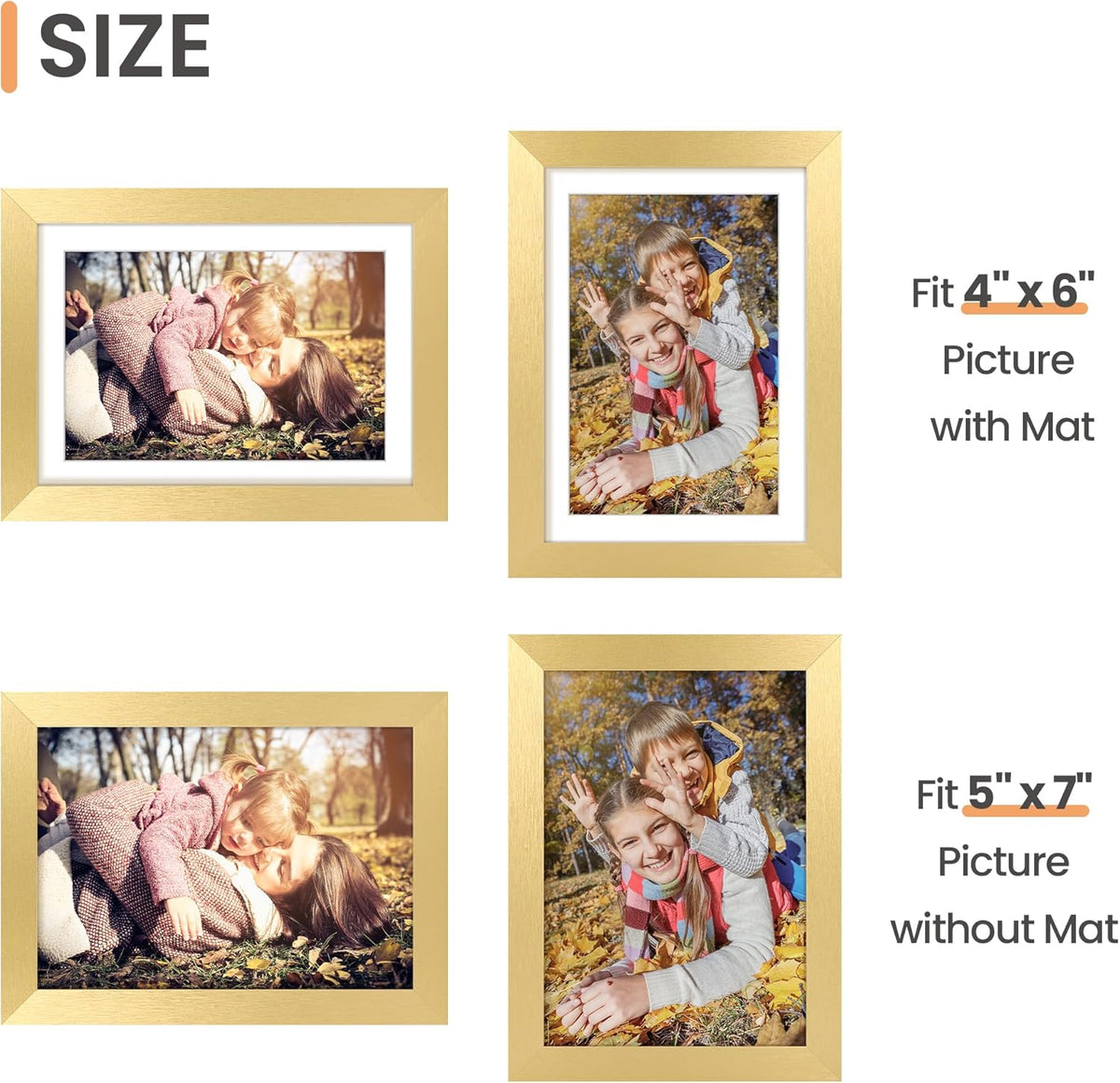 upsimples 11x14 Picture Frame, Display Pictures 8x10 with Mat or 11x14 Without Mat, Wall Hanging Photo Frames, Black - PuriLite
