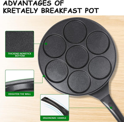 KRETAELY Nonstick Pancake Pan Pancake Griddle with 7-Mold Design Mini Pancake Maker with PFOA Free Coating-Black - PuriLite