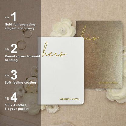 WeddingGiftsWedding Vow Books His and Hers Soft Touch Gold Foil Engraving Vow Books Wedding Essentials Wedding Accessories(TR-HH-Black) - PuriLite