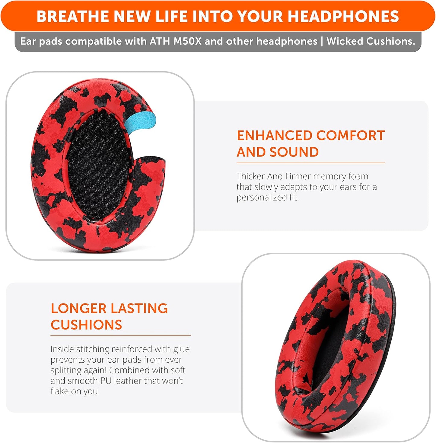 WC PadZ - The Ultimate Upgraded Earpads by Wicked Cushions - Compatible with Audio Technica, HyperX, SteelSeries Arctis & More - Extra Thick - Bigger Opening - Softer Memory Foam | (Speed Racer) - PuriLite