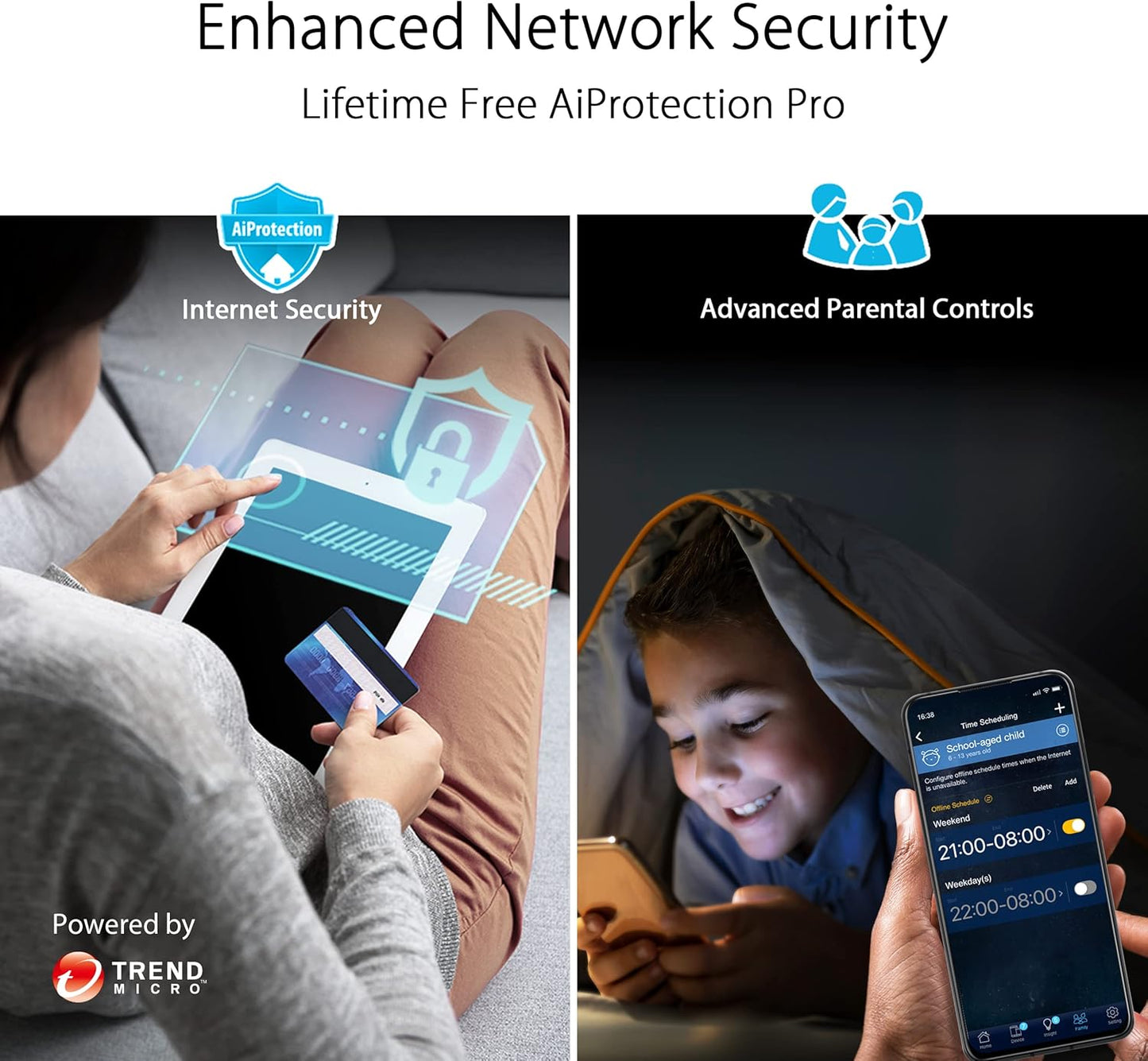 ASUS RT-BE86U BE6800 Dual-Band WiFi 7 Router, Supports 4096-QAM, MLO, AI WAN Detection, AiMesh, Subscription-Free Network Security, and Comprehensive VPN Features, Guest Network Pro, Gaming - PuriLite