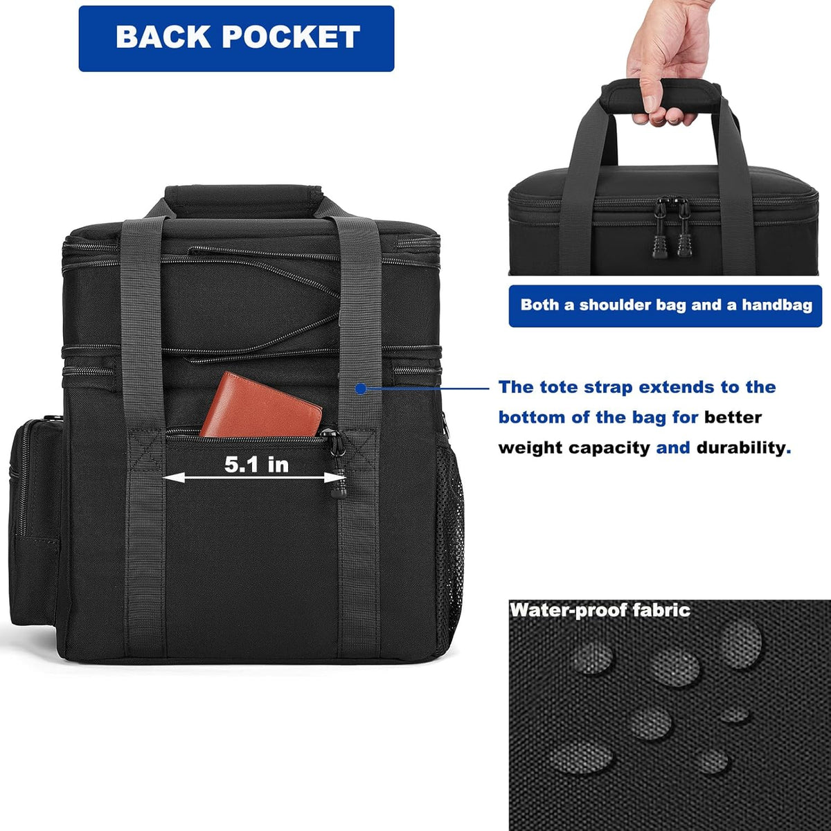 Tactical Lunch Bag for Men, Large Leakproof Insulated Lunch Box, Lunch Cooler Bag with Shoulder Strap, Lunch Pail for Adults Work Outdoor Picnic Trips, Black Camo - PuriLite