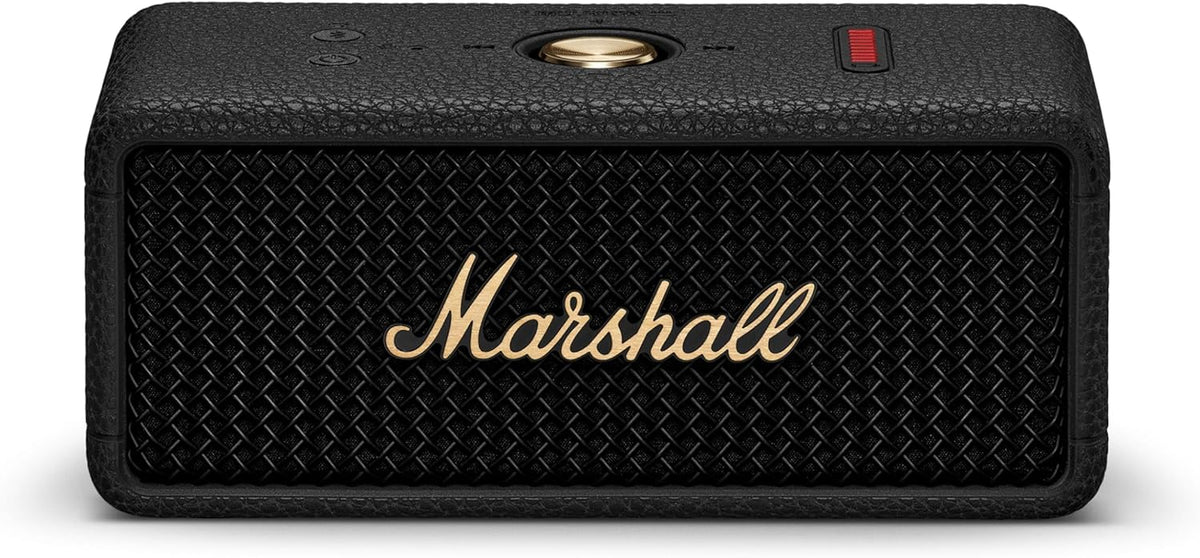 Marshall Emberton III Portable Bluetooth Speaker, Wireless, IP67 Rating Dust & Water Resistant, 32+ Hours Playtime, Quick Charge - Black & Brass - PuriLite