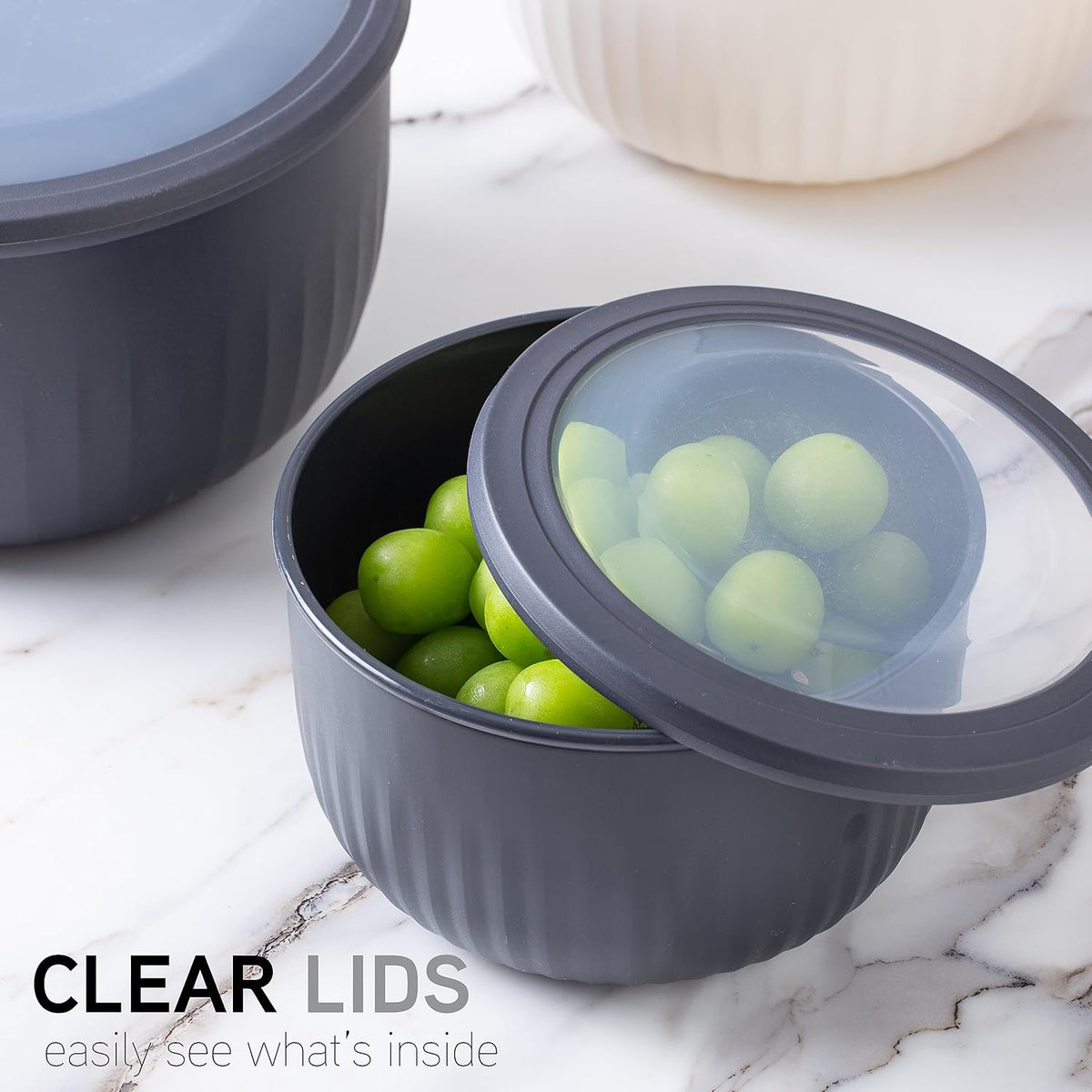 COOK WITH COLOR Prep Bowls with Lids- 8 Piece Nesting Plastic Small Mixing Bowl Set with Lids (Teal Ombre) - PuriLite