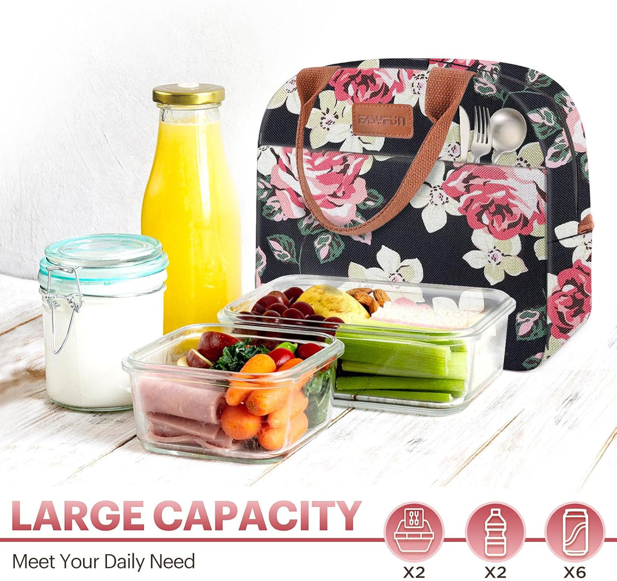 Lunch Bag for Women & Men Adult Insulated Lunch Box, Small Leakproof Cooler Food Lunch Containers Reusable High Capacity Lunch Tote Bags for Work, Travel, Outdoor - PuriLite
