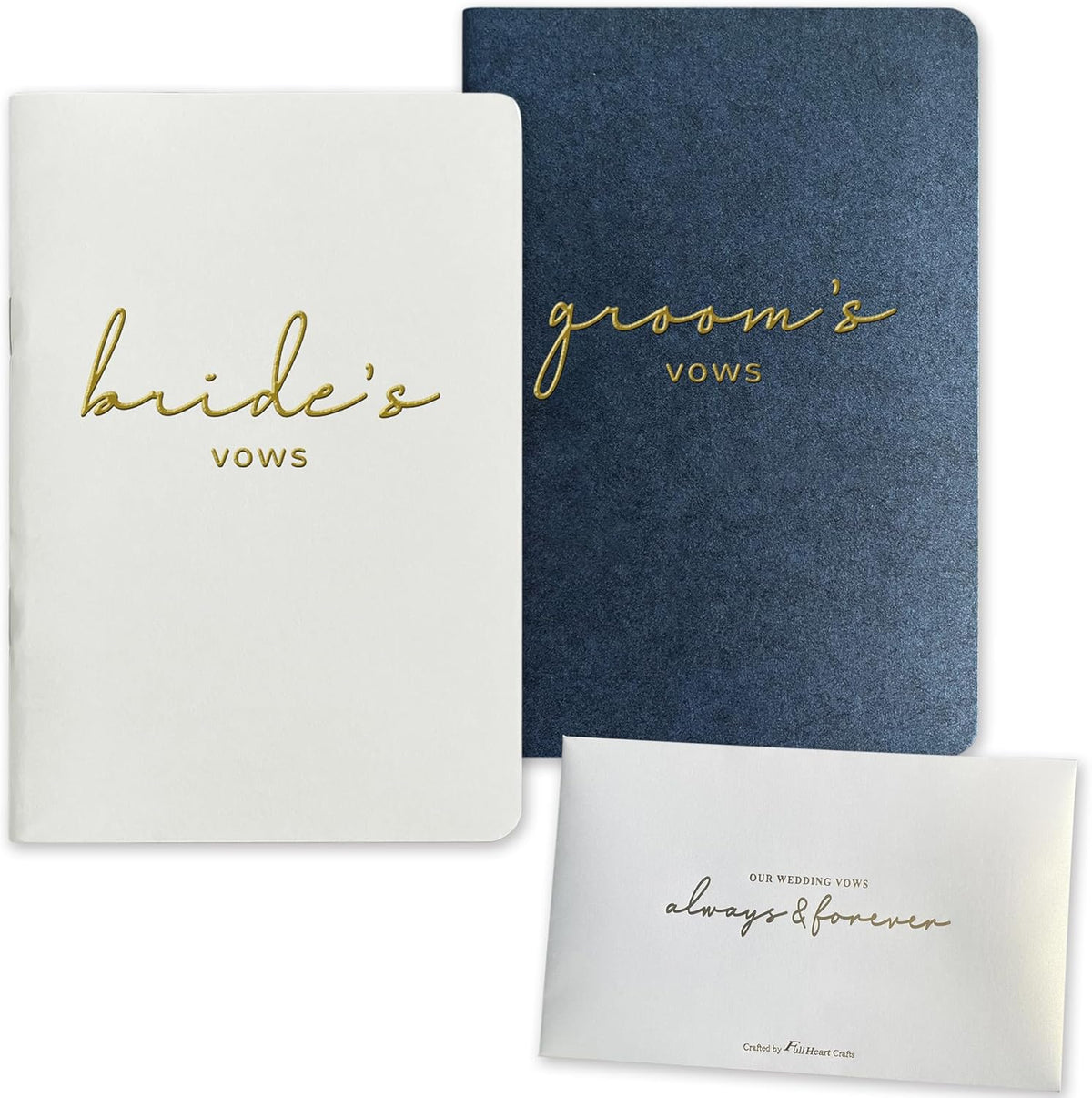 WeddingGiftsWedding Vow Books His and Hers Soft Touch Gold Foil Engraving Vow Books Wedding Essentials Wedding Accessories(TR-HH-Black) - PuriLite