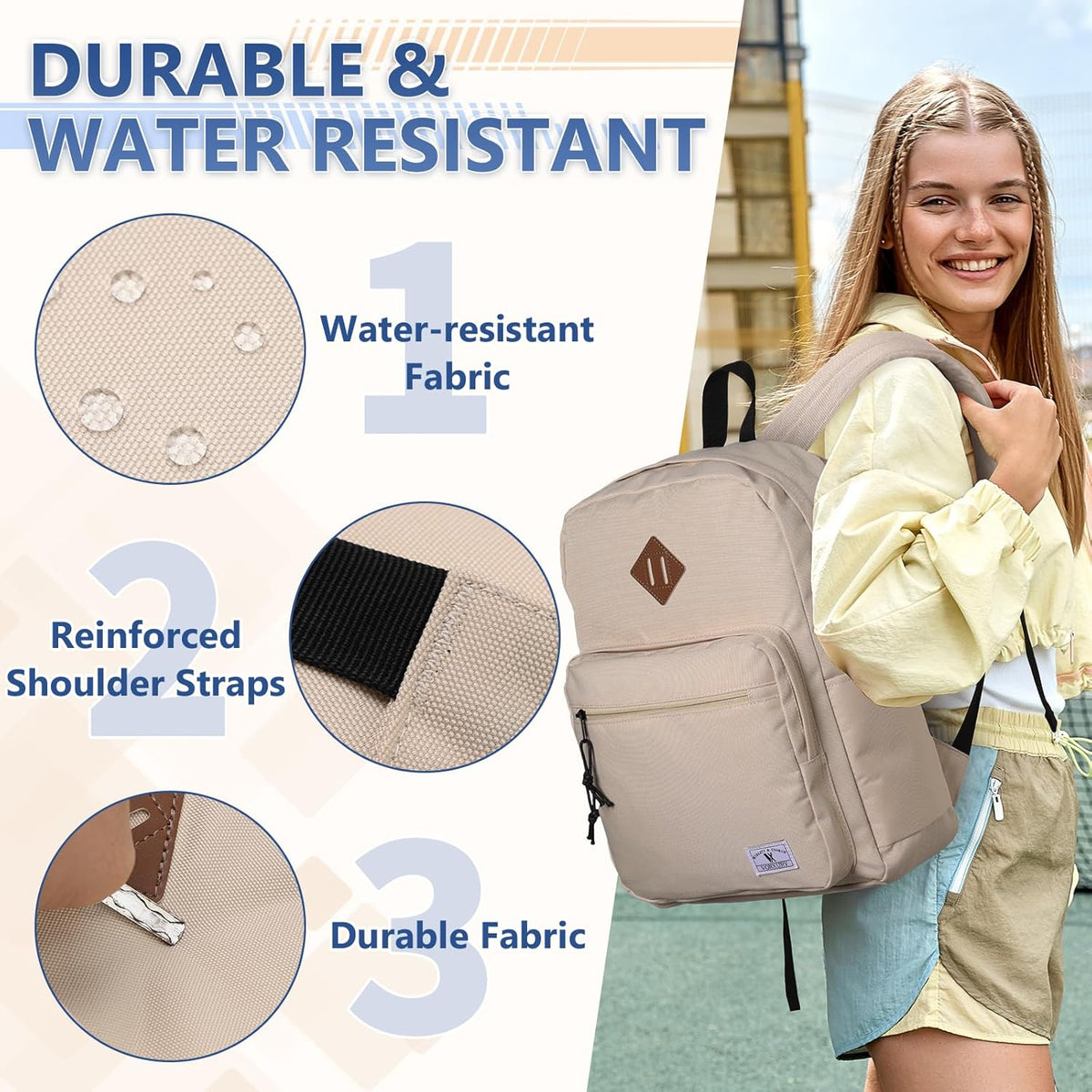 School Backpack for Kids,Lightweight Water Resistant Work Travel Backpack for Women Men Teens VONXURY - PuriLite