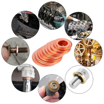 Toolwiz 150PCS 15 Sizes Copper Washers Metric Sealing Assortment Set Flat Ring Sump Plug Crush Washer Oil Drain Plug Gasket Seal Assortment Set M5/6/7/8/10/10.5/11/12/12.5/14/15/16/16.5/17.5 - PuriLite