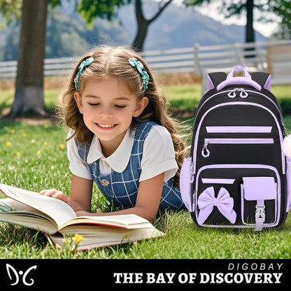 DIGOBAY Backpack for Girls, 3PCS Girls Backpack with Lunch Bag Pencil Case, Kids Backpack for Kindergarten Elementary School - PuriLite
