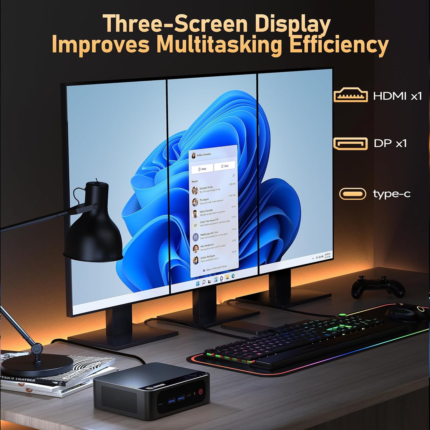 Beelink SER8 Mini PC AMD Ryzen 7 8745HS, 24GB DDR5-5600MHz 1TB PCIe4.0 SSD, AMD Radeon 780M Graphics 12core 2600MHz Gaming PC, USB4.0/ Triple Display/ WiFi6/ BT5.2/2.5Gbps LAN Mini Computer/W-11 Pro - PuriLite