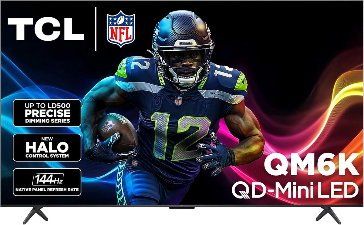 TCL 55-Inch QM6K Series QLED 4K Smart QD-Mini LED TV with Google TV (2025 Model) New Halo Control System, LD500 Precise Dimming Series, High Contrast HVA Panel, 144Hz Native Panel Refresh Rate - PuriLite