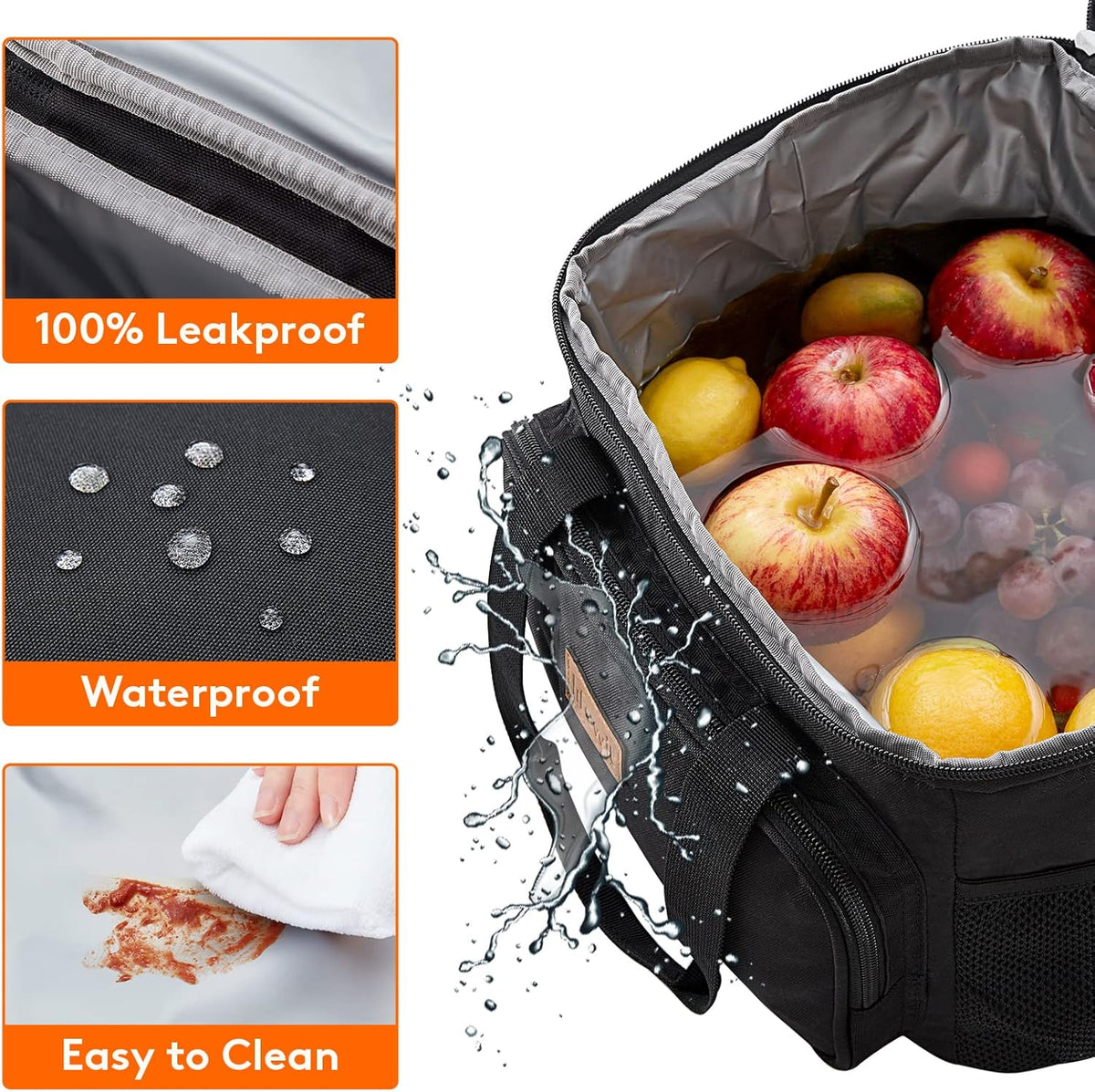 Lifewit Large Lunch Bag for Adults, 24-Can 15L Insulated Lunch Box Leakproof Soft Cooler Cooling Tote for Men Women, Waterproof Reusable Cooler Bags for Work Office Outdoor Picnic Camping, Black - PuriLite