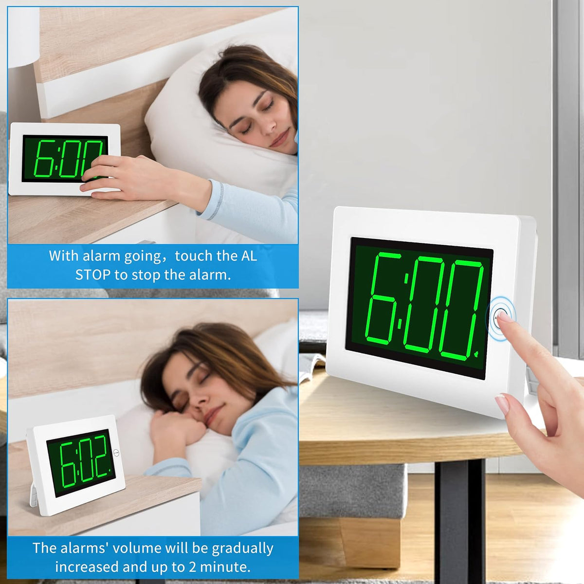 Wall Clock, Digital Clock, 8" Extra Large Display, 3" Big LED Number, Battery Operated, Adjustable Brightness, Clock for Bedroom, for Desk, Wall Mounted - PuriLite