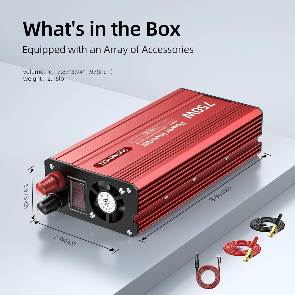 SUNWHEEL 4000W Pure Sine Wave Inverter, 12V DC to 110V/120V AC Power Inverter for RV、Microwave、Off Grid、Truck、Refrigerator、Air Conditioner with 4 AC outlets and LCD Display - PuriLite
