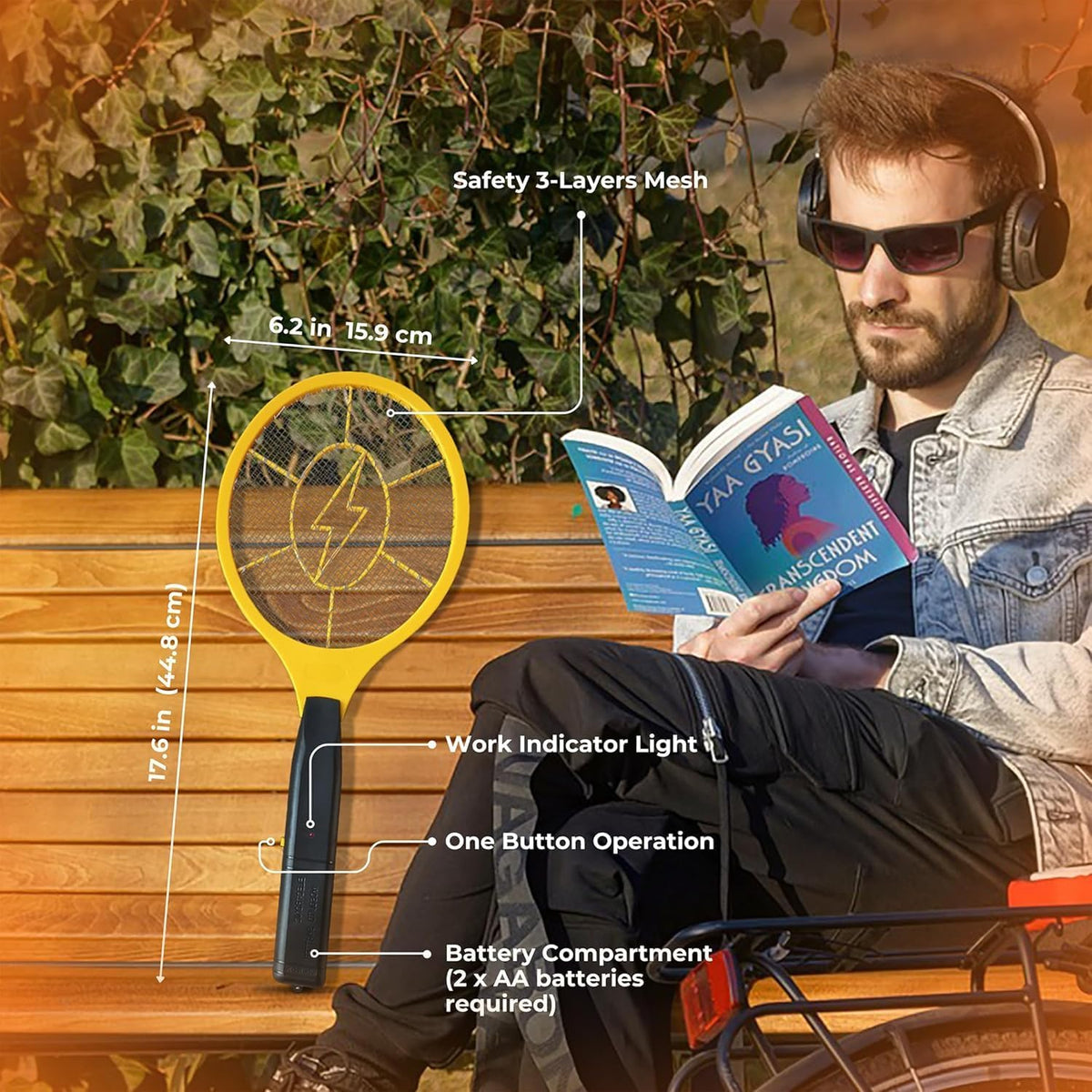 2 Pack Zapper Electric Zapper - Indoor Outdoor Zapping Racket for Control - Safe to Touch with 3-Layer Safety Mesh - PuriLite