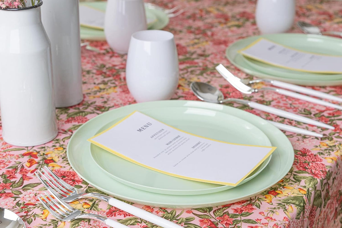 PLASTICPRO [30 Pack 10.7'' Christmass Green Plastic Party Plates Edge Collection Premium heavyweight Elegant Disposable Tableware Dishes - PuriLite