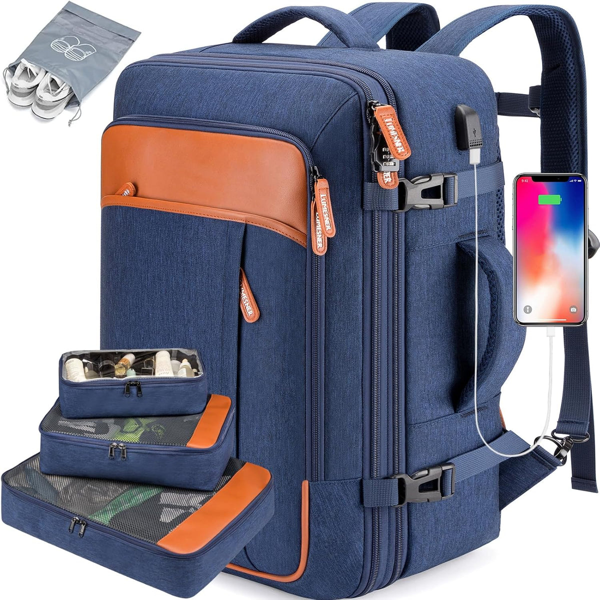 Lumesner Carry on Backpack, Extra Large 40L Flight Approved Travel Backpack for Men & Women - PuriLite
