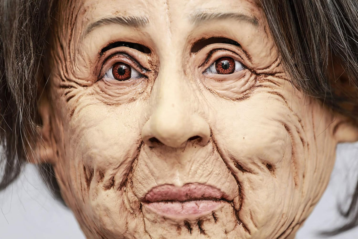 CreepyParty Novelty Halloween Costume Party Latex Human Head Mask Old Lady - PuriLite