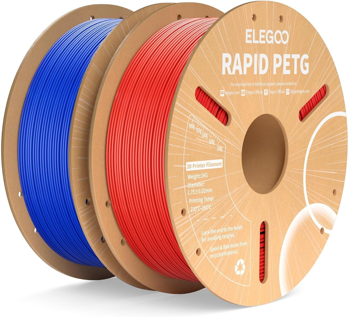 ELEGOO Rapid PETG Filament 1.75mm Black 1KG, 3D Printer Filament Max 600 mm/s High Speed Printing, Dimensional Accuracy +/- 0.02 mm Fit Most FDM Printer 1kg Cardboard Spool - PuriLite