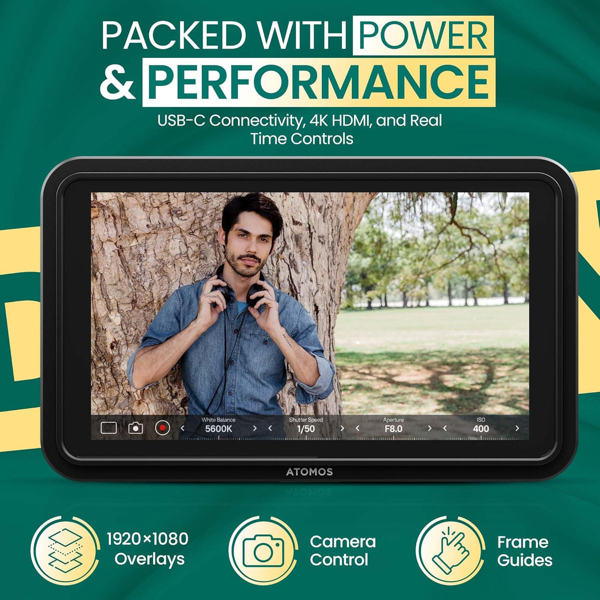Atomos Shinobi II 5.2" HDMI HDR Monitor – 1500-nit Bright Touchscreen, 4K HDMI Input, AtomHDR, USB-C Power & Camera Control - PuriLite