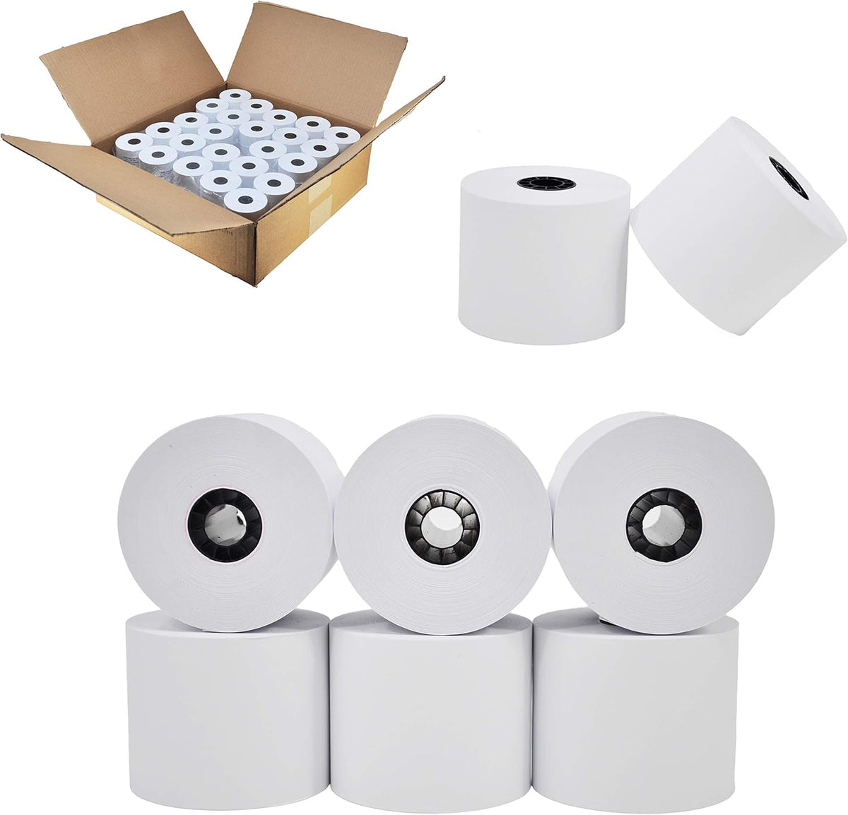 (50 Rolls) 2 1/4 x 50 Thermal Paper Receipt Rolls 2.25 x 50 ft POS Cash Register fits All Credit Card Terminals - PuriLite