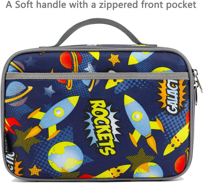FlowFly Kids Lunch Box Insulated Soft Bag Mini Cooler Back to School Thermal Meal Tote Kit for Girls, Boys, Black - PuriLite
