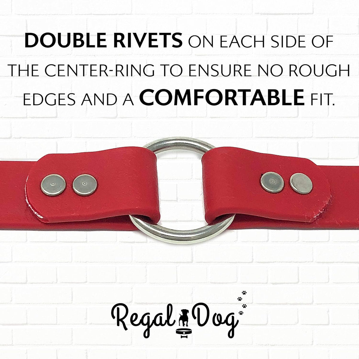 Regal Dog Products Medium Orange Dog Collar with Heavy Duty Double Buckle & D Ring | Vinyl Coated, Custom Fit, Adjustable Biothane Dog Collar Chew Resistant Waterproof Center-Ring Collar for Dogs - PuriLite