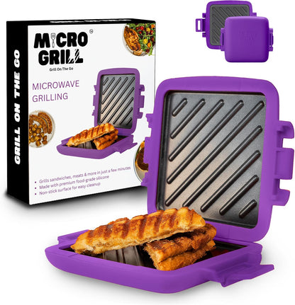 Micro Grill | Microwave Sandwich Maker - Grilled Cheese Sandwich Maker - Munchy - Toastie Maker- Panini Press - Travel Sandwich Maker (Purple) - PuriLite
