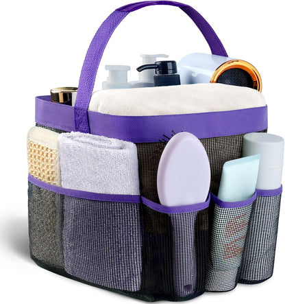 Attmu Mesh Shower Caddy Portable for College Dorm Room Essentials with 8 Pockets, Hanging Shower Caddy Basket Tote Bag Toiletry Accessories for Bathroom - PuriLite