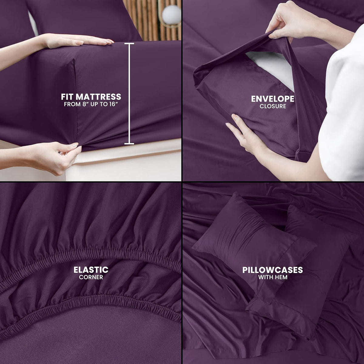 Utopia Bedding Queen Bed Sheet Set - 4 Piece Bedding - Soft Brushed Microfiber Fabric - Shrinkage & Fade Resistant - Easy Care (White) - PuriLite