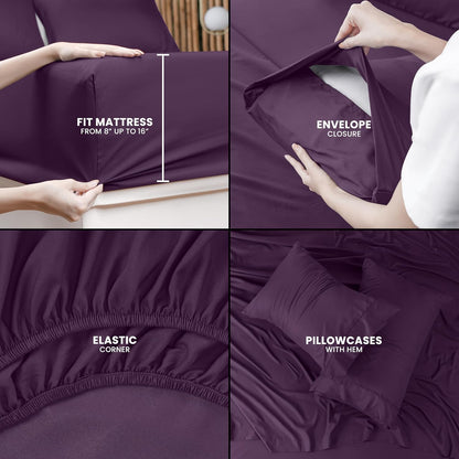 Utopia Bedding Queen Bed Sheet Set - 4 Piece Bedding - Soft Brushed Microfiber Fabric - Shrinkage & Fade Resistant - Easy Care (White) - PuriLite