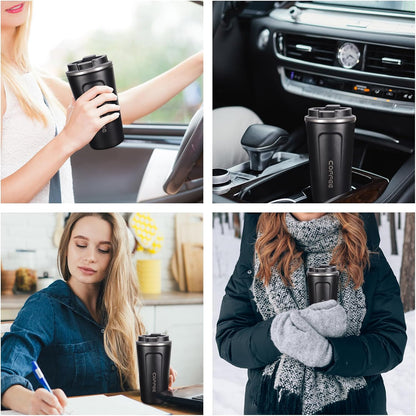 18oz Mug with Ceramic Coating Inside, Insulated Coffee Mug with Lid, Leak Proof Coffee Travel Mug, Travel Coffee Mug Fits in Car Cup Holder - PuriLite