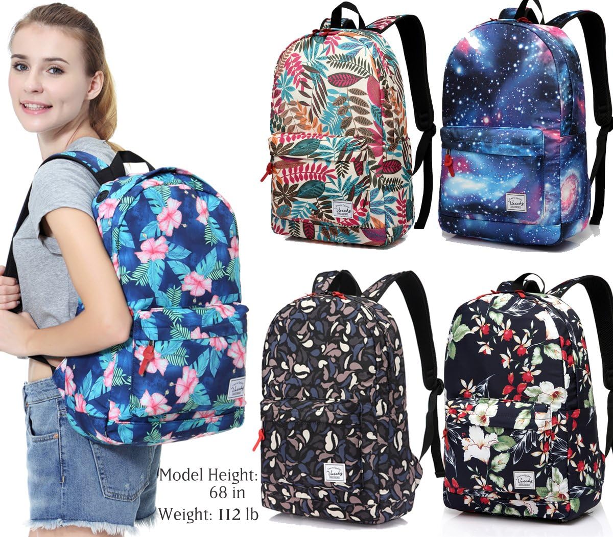 VASCHY Lightweight School Backpack for Women with Sleeve for 14" Laptop - PuriLite